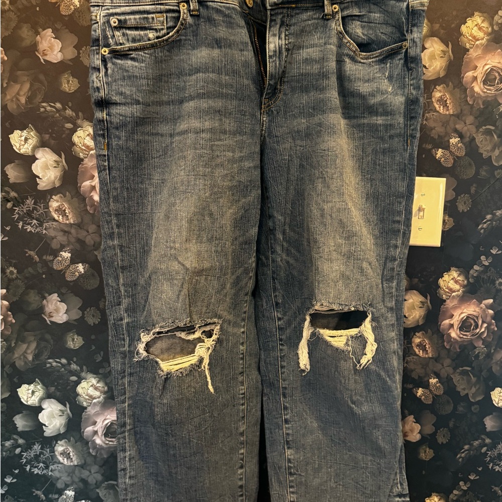 torrid Distressed Medium Blue Straight-Leg Jeans